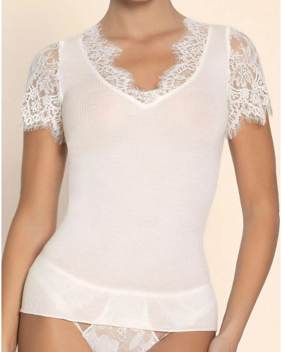 Camiseta mangas cortas lana y seda Lise Charmel Plaisir Caresse (Ecru Nacre)