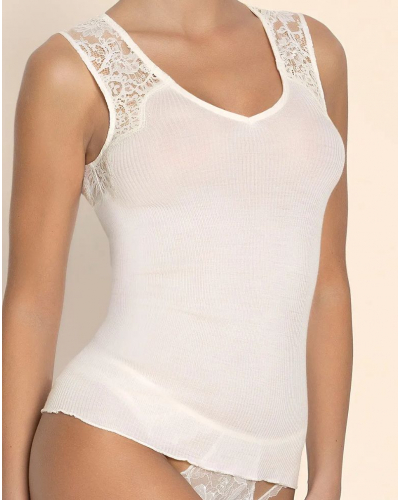 Tank top wool and silk Lise Charmel Plaisir Caresse (Ecru Nacre)