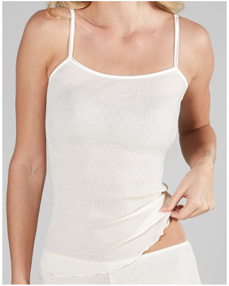 Camiseta sin mangas acanalada Moretta lana y seda