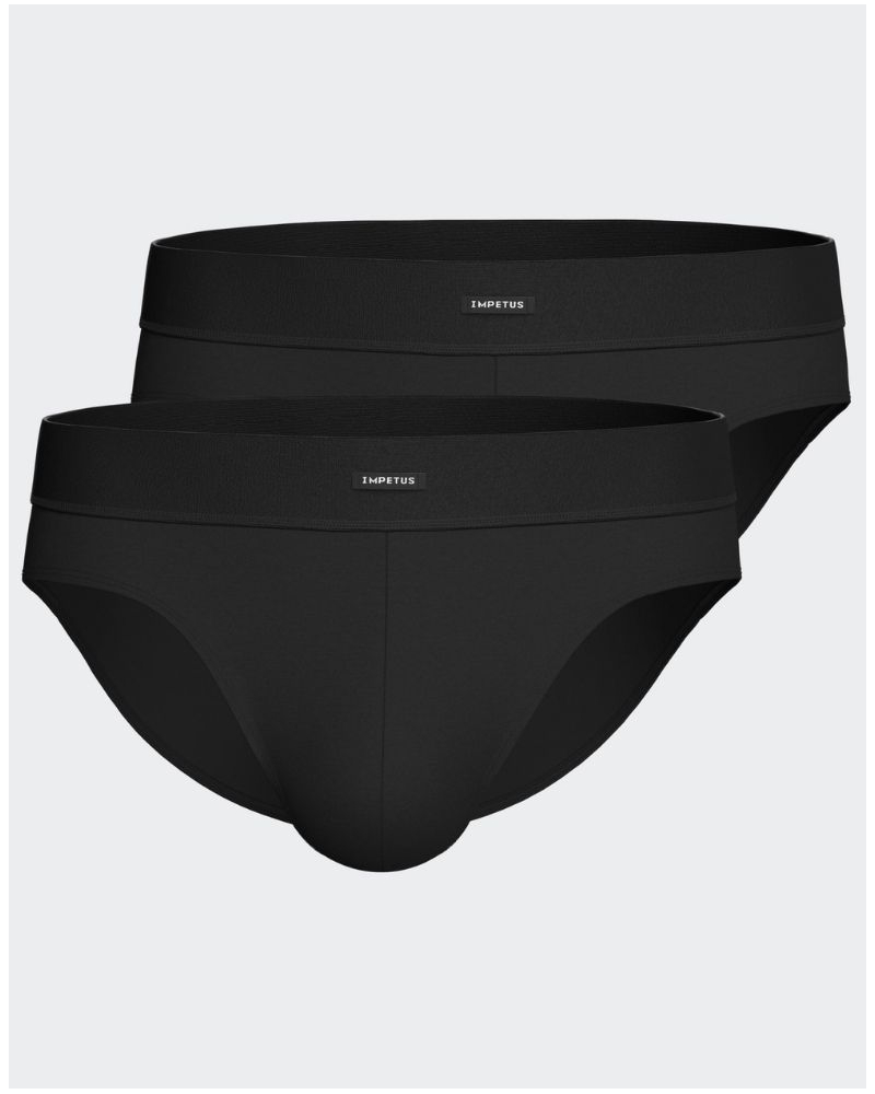 Paquete de 2 slips de algodón Impetus Cotton Stretch (Negro)