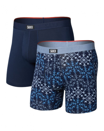 Paquete de 2 bóxers Saxx Vibe Xtra Soft Comfort (Snowflake Chevron/Maritime)