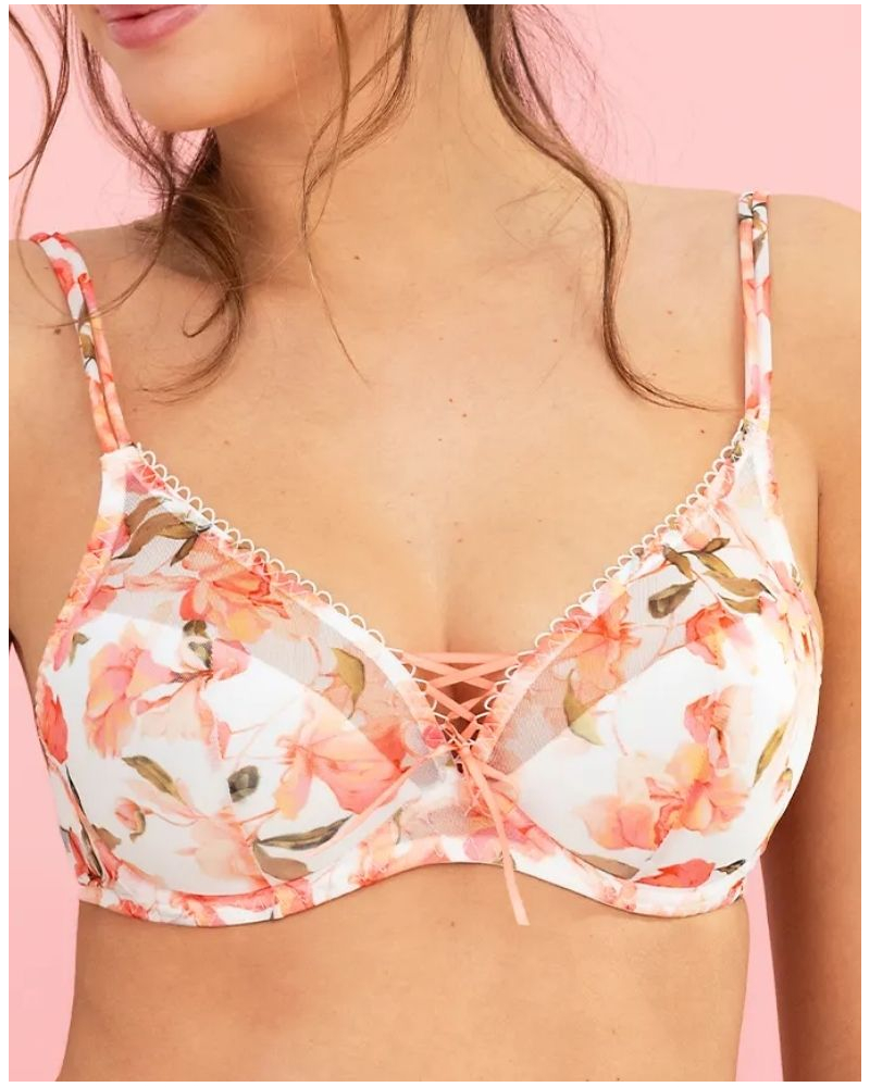 Soutien-gorge plunge demi-mousse Antigel Roses Gourmandes (Rose Délice)