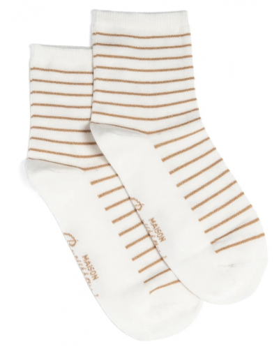 Chaussettes femme Maison Broussaud La Marinière (Blanc/Or)