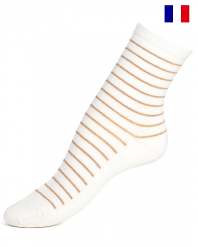 Chaussettes femme Maison Broussaud La Marinière (Blanc/Or)