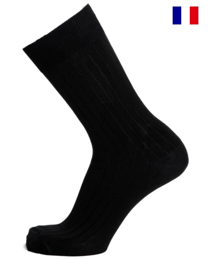 Chaussettes homme en coton Maison Broussaud Les fils d'Ecosse (Noir)