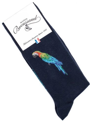 Chaussettes homme en coton Maison Broussaud Le perroquet (Marine)