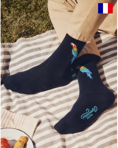 Calcetines de algodón para hombre Maison Broussaud Le perroquet (Marine)