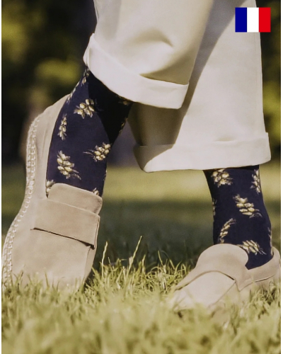 Chaussettes homme en coton Maison Broussaud Les Olives (Marine)