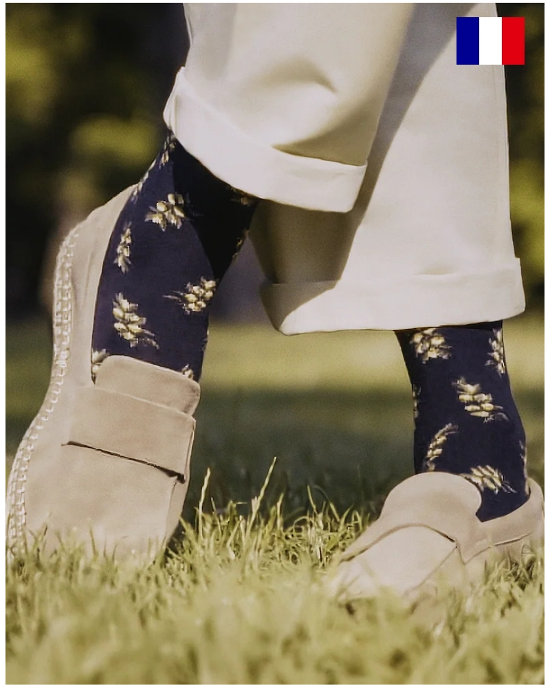 Chaussettes homme en coton Maison Broussaud Les Olives (Marine)
