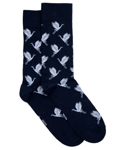 Calcetines de algodón para hombre Maison Broussaud Les Oies Sauvages (Marine)