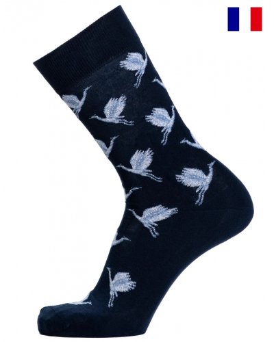 Men's cotton socks Maison Broussaud Les Oies Sauvages (Marine)
