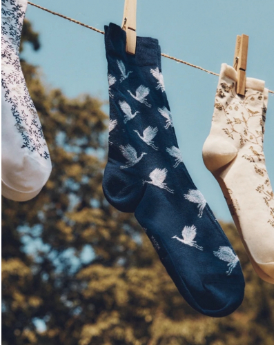 Men's cotton socks Maison Broussaud Les Oies Sauvages (Marine)
