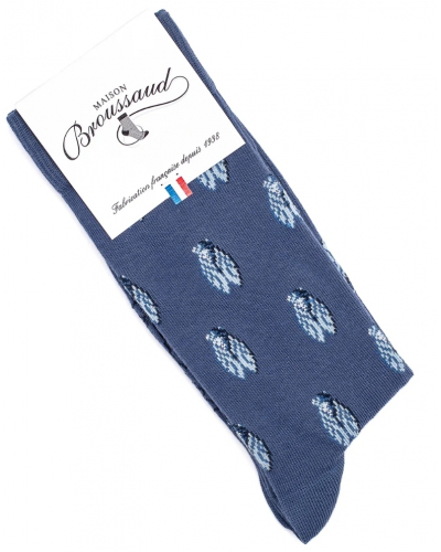Chaussettes homme en coton Maison Broussaud Les Cigales (Marine)