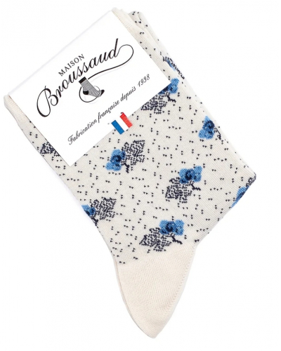 Women's cotton socks Maison Broussaud Les Myrtilles (Ecru)