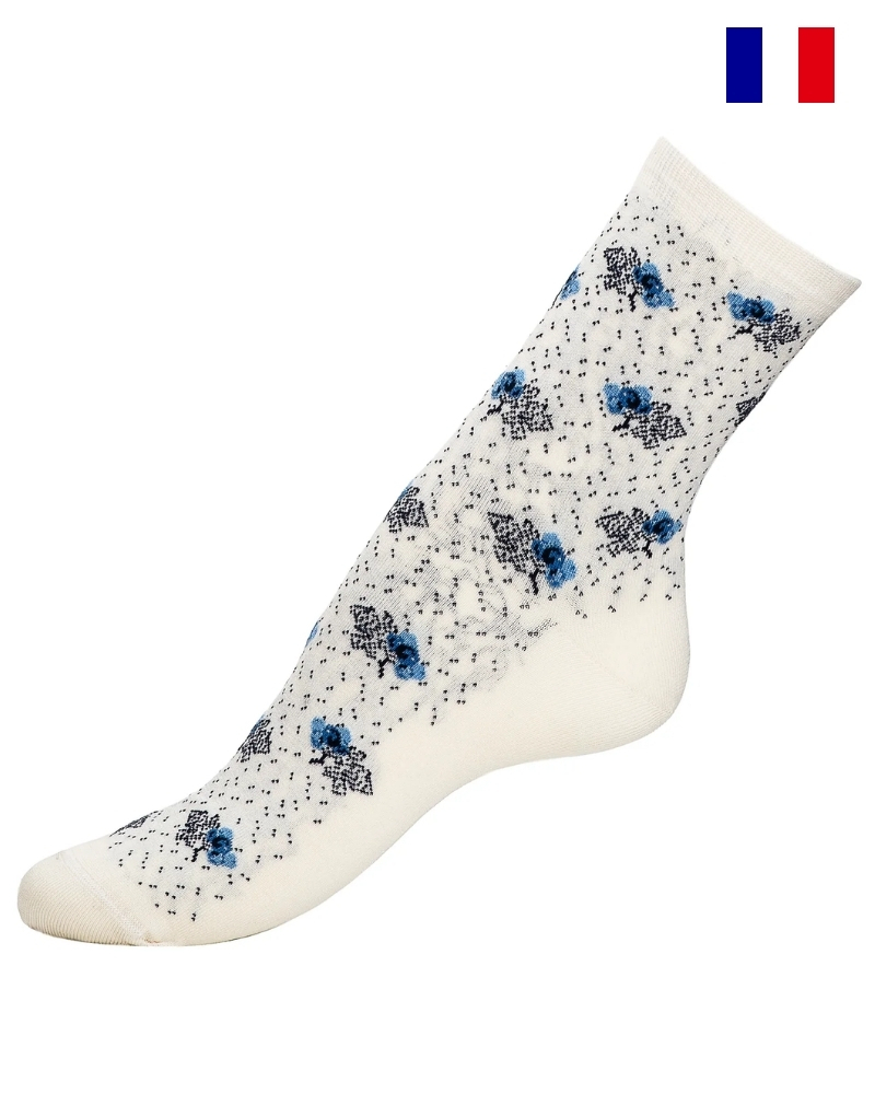 Women's cotton socks Maison Broussaud Les Myrtilles (Ecru)