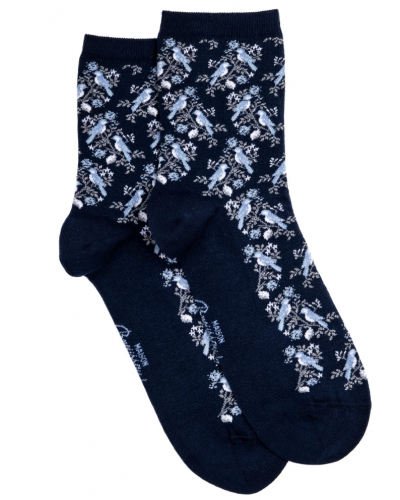 Chaussettes femme en coton Maison Broussaud Les Mésanges (Marine)