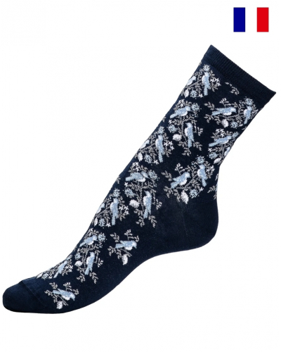 Women's cotton socks Maison Broussaud Les Mésanges (Marine)