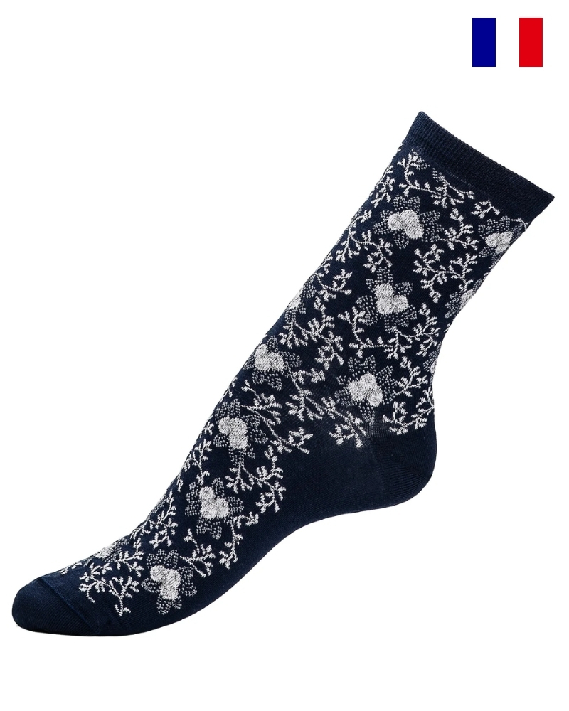 Chaussettes femme en coton Maison Broussaud Les Fruits (Marine)