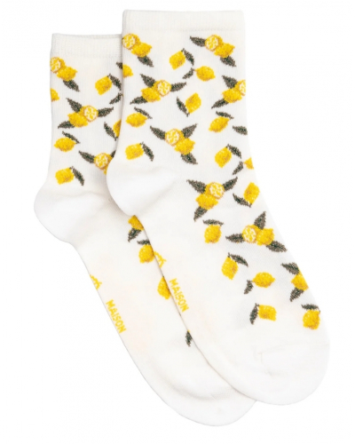 Chaussettes femme en coton Maison Broussaud Les Citrons (Blanc)