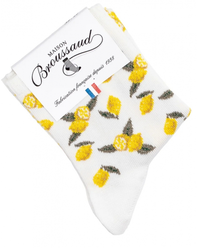 Women's cotton socks Maison Broussaud Les Citrons (Blanc)