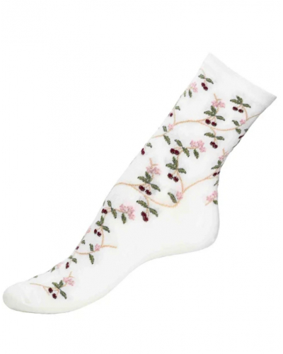 Women's cotton socks Maison Broussaud Les Cerises (Ecru)