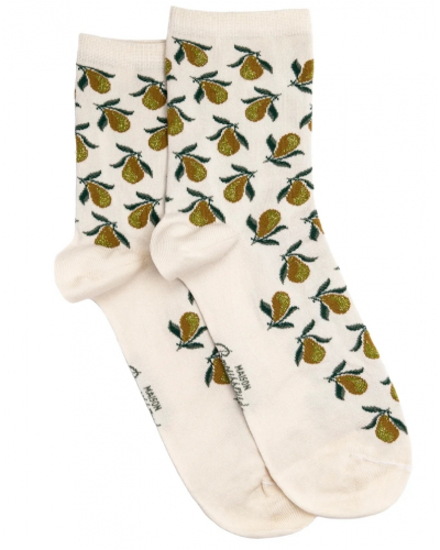 Chaussettes femme en coton Maison Broussaud Les Poires (Ecru)