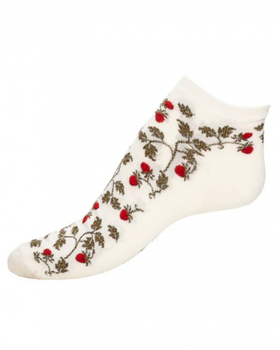 Socquettes femme en coton Maison Broussaud Les invisibles Fraises (Ecru)