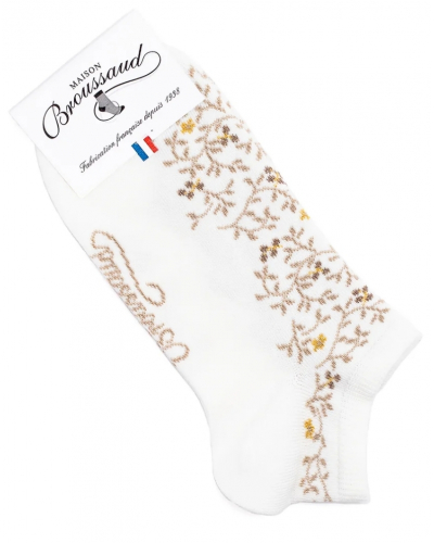 Socquettes femme en coton Maison Broussaud Les invisibles Baies (Ecru)