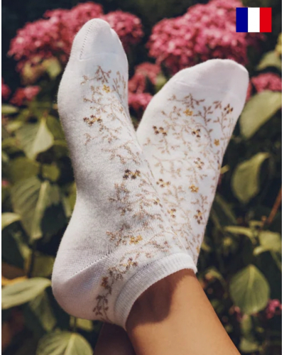 Socquettes femme en coton Maison Broussaud Les invisibles Baies (Ecru)