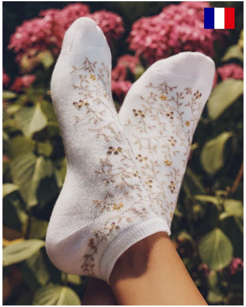 Socquettes femme en coton Maison Broussaud Les invisibles Baies (Ecru)