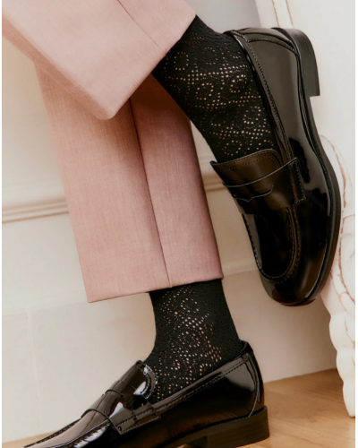 Calcetines de algodón para mujer Maison Broussaud La Dentelle (Negro)