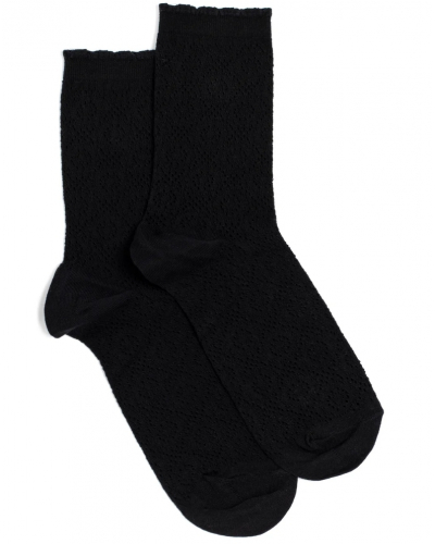 Calcetines de algodón para mujer Maison Broussaud La Dentelle (Negro)