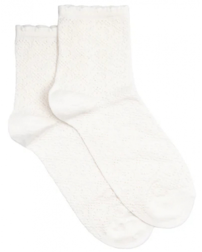 Chaussettes femme en coton Maison Broussaud La Dentelle (Ecru)