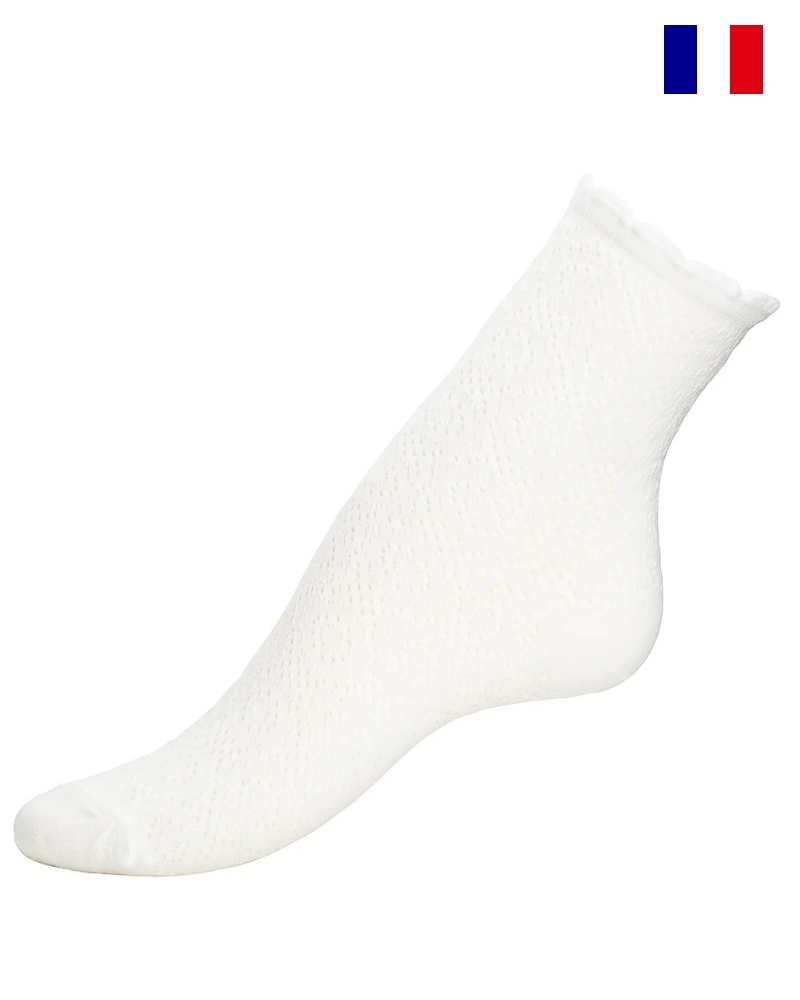 Chaussettes femme en coton Maison Broussaud La Dentelle (Ecru)