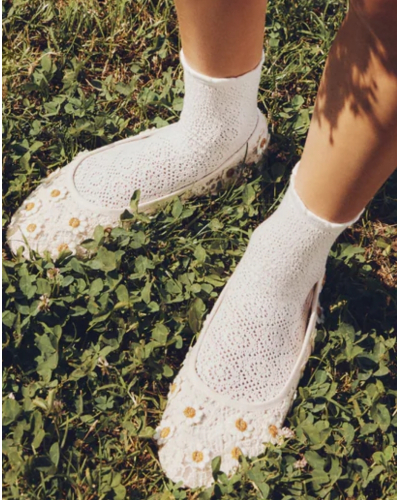 Calcetines de algodón para mujer Maison Broussaud La Dentelle (Ecru)