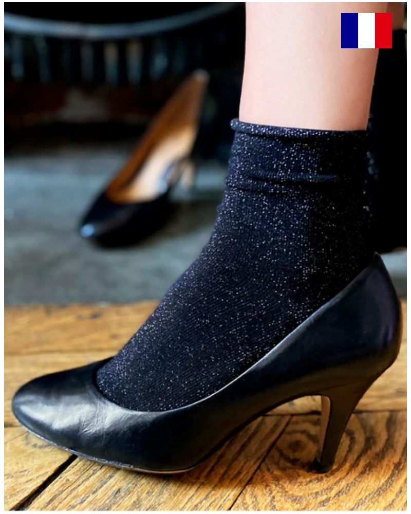 Chaussettes femme en coton Maison Broussaud Les Roulottées (Noir)