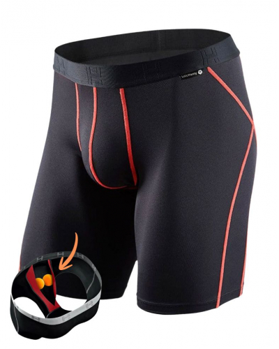 Bóxer de deporte longitud hasta la rodilla Loïc Henry (Noir/Orange)