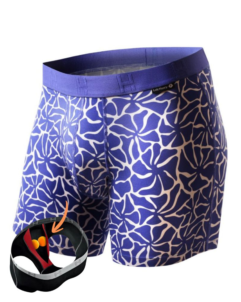 Cotton boxer shorts Loïc Henry Blue Eole (Imprimé Multicolore)