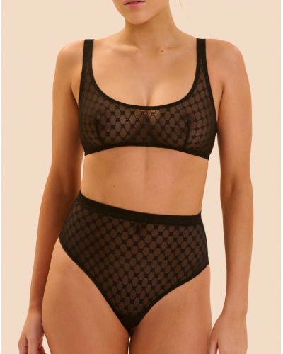 String gainant taille haute Simone Pérèle Plume (Noir)