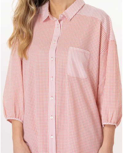 100% Cotton Nightshirt Le Chat Patio (Corail/Blanc)