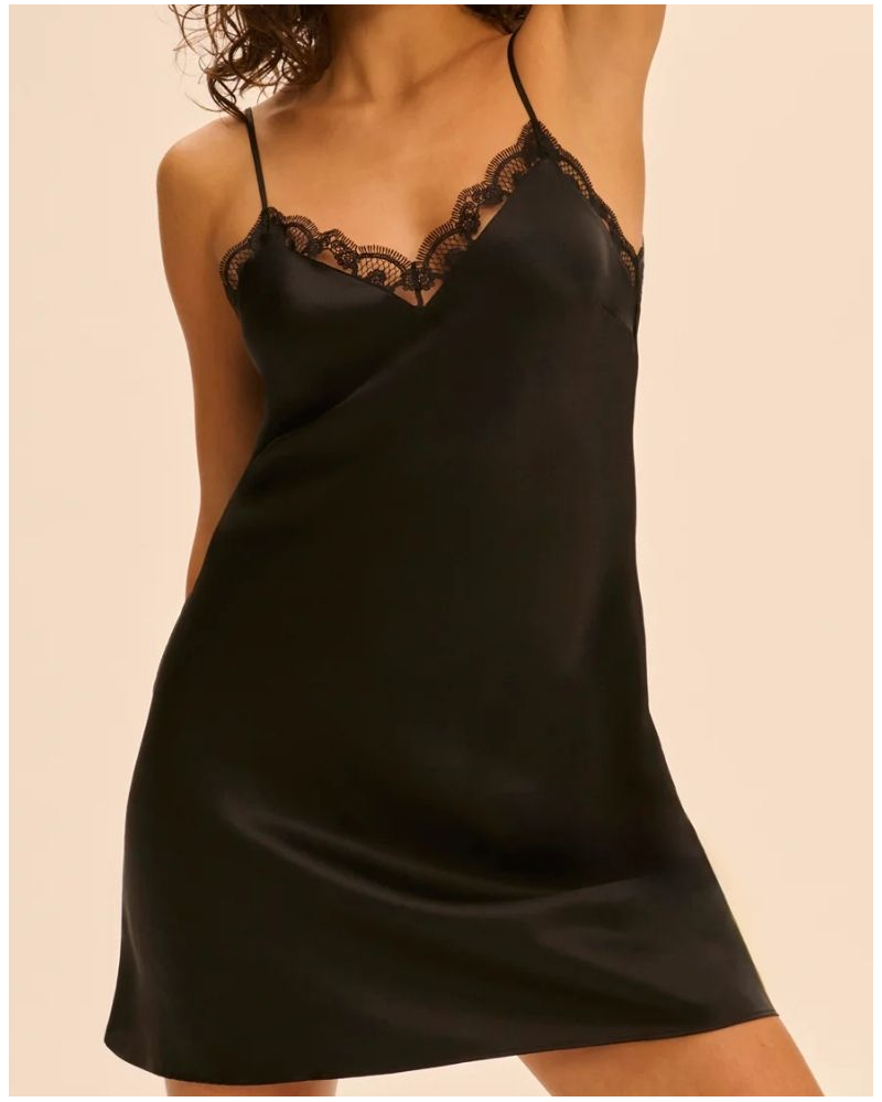 Camisón de seda Simone Pérèle Love Me (Negro)
