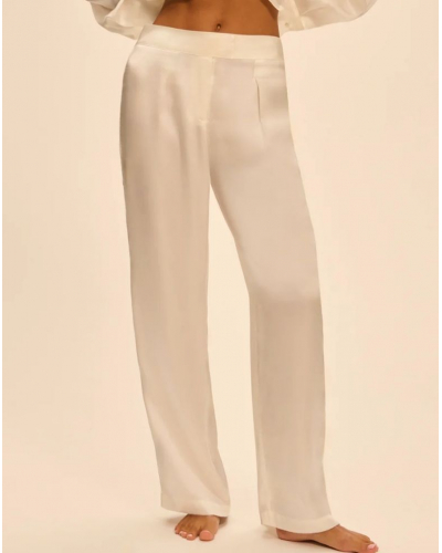 Pantalon broderie en soie Simone Pérèle Love Me (Naturel)