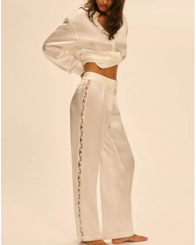 Silk pants embroidery Simone Pérèle Love Me (Naturel)