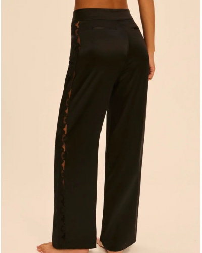 Pantalón de seda bordado Simone Pérèle Love Me (Negro)