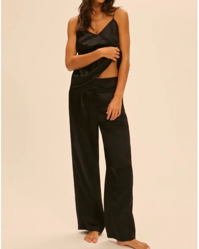 Silk pants embroidery Simone Pérèle Love Me (Black)