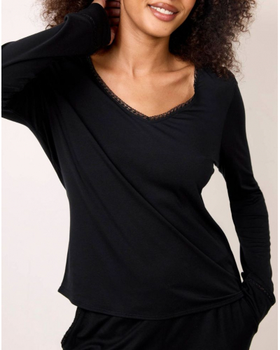 Top mangas largas en Tencel Maison Lejaby Softness (Negro)