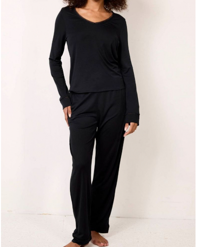 Top mangas largas en Tencel Maison Lejaby Softness (Negro)