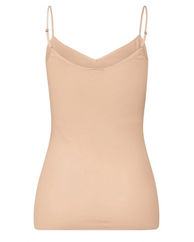 Camiseta de tirantes finos para mujer 100% algodón Hanro Cotton Seamless (Beige)