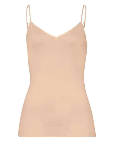 Camiseta de tirantes finos para mujer 100% algodón Hanro Cotton Seamless (Beige)