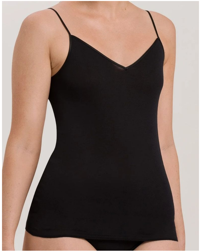 Débardeur femme à fines bretelles 100% coton Hanro Cotton Seamless (Noir)